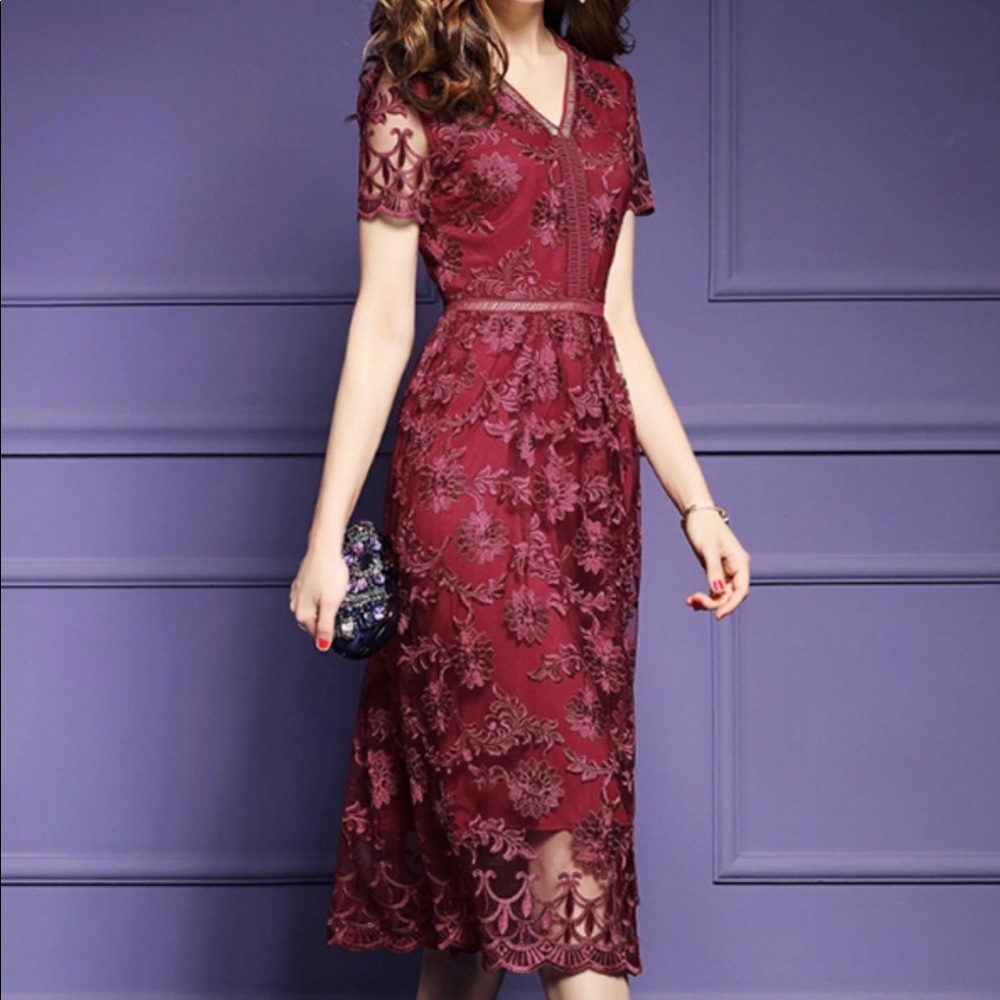 Embroidered Red Dress